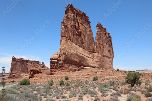 Courthouse Towers in Arches National Park. Utah. USA