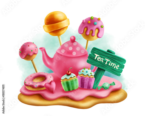 Fototapeta Magic sweets for tea party