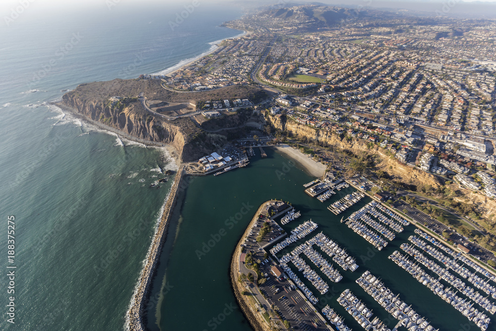 Aerial view of Dana Point park and marina in Orange County, California - obrazy, fototapety, plakaty 