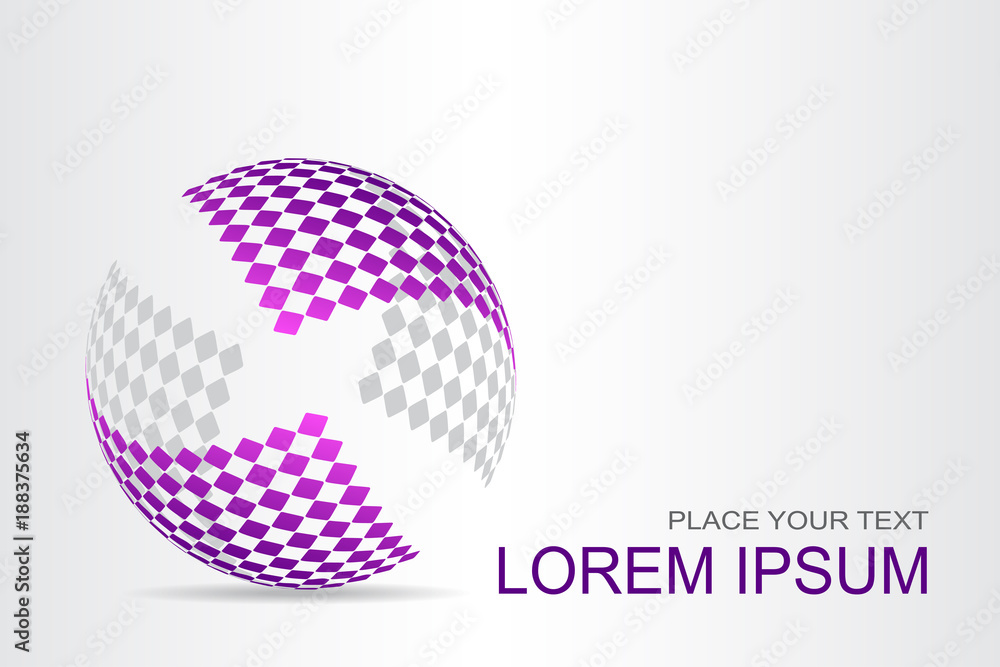 Logo stylized spherical surface with abstract shapes