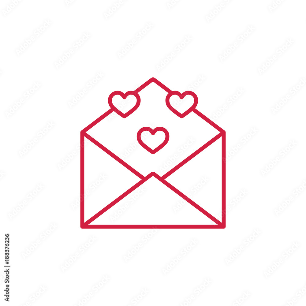 open envelope with hearts thin line red icon open envelope with hearts thin line red icon