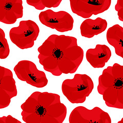 Acrylglasbilder Mohnblumenmuster Klassisches Mohnblumen Muster Floral  © Maria Cherevan