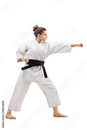 Karate girl punching