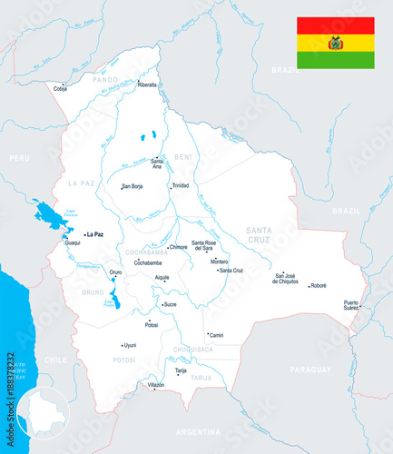 Bolivia Map - detailed vector illustration