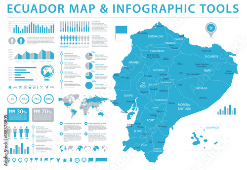 Ecuador Map - Info Graphic Vector Illustration
