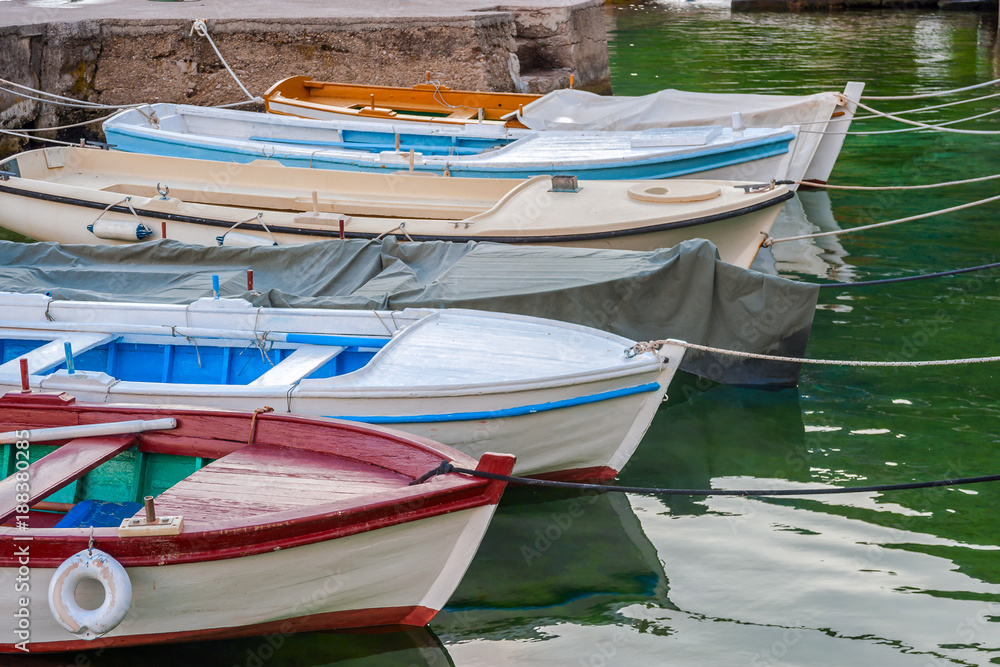 Colorful boats in dock