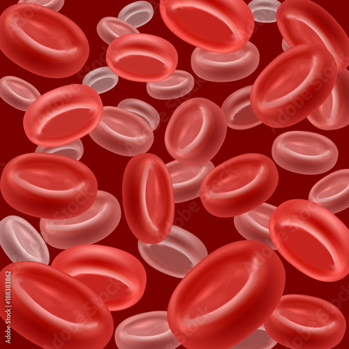 Realistic Blood Erythrocyte Seamless Pattern Background. Vector