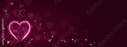 Neon Pink Heart Banner/Card