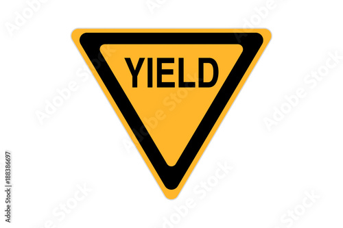 yield icon sign black and yellow isolated on white background