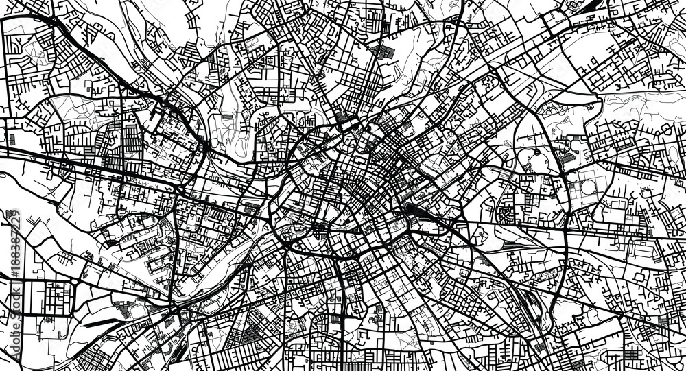 Fototapeta Miejski wektor mapa miasta Manchester, Anglia