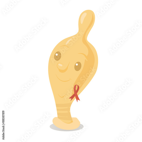 cute cartoon condom with aids ribbon