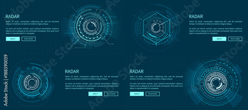 Set of Exact Radar Templates Vector Illustration