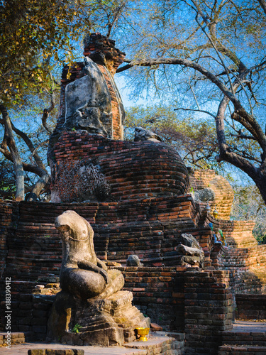 Damaged statues of Buddha in Wat Phra Si Sanphet  Ayutthaya  Thailand.