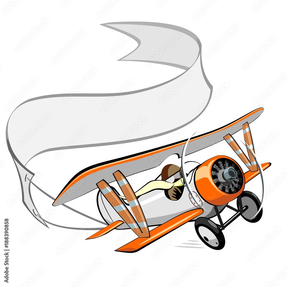 cartoon biplane with blank banner Stock Vector | Adobe Stock