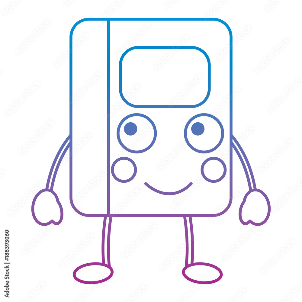 kawaii notebook school cartoon character vector illustration blue and purple line design
