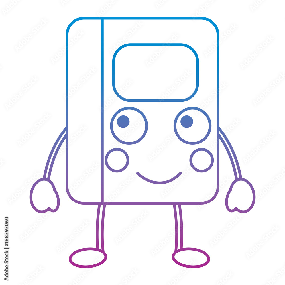kawaii notebook school cartoon character vector illustration blue and purple line design kawaii notebook school cartoon character vector illustration blue and purple line design