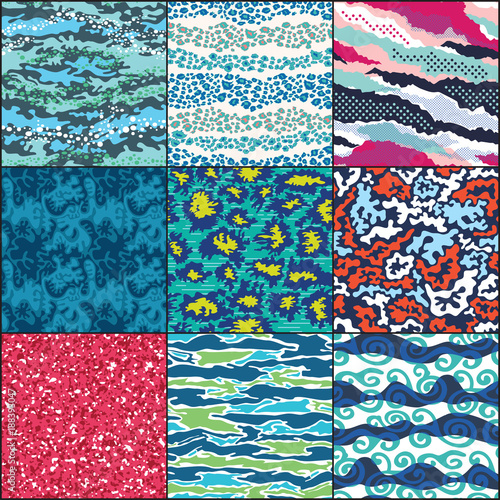 Abstract camouflage vector seamless pattern collection