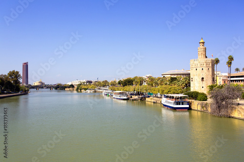 The famous Torre del Oro, the Moorish tower built to defend Sevill