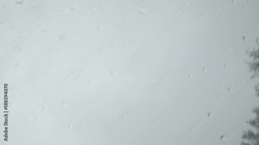 Windscreen wipers clear rain drops. Poor visibility, windshield view 4k Windscreen wipers clear rain drops. Poor visibility, windshield view 4k