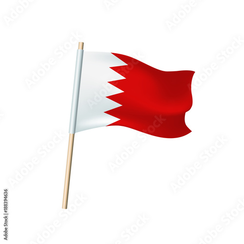 Bahrain flag. Vector red and white illustration