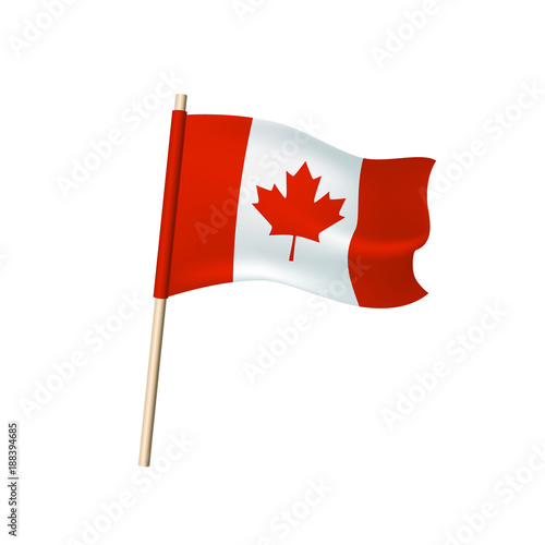 Canada flag, silhouette of a maple leaf, red and white stripes