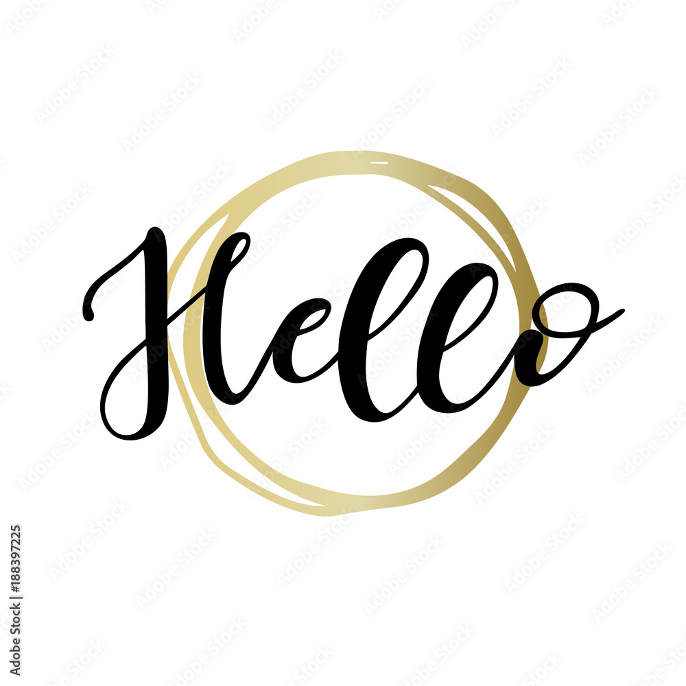 Lettering hello wrote by brush. Hello calligraphy. Lettering hello wrote by brush. Hello calligraphy.