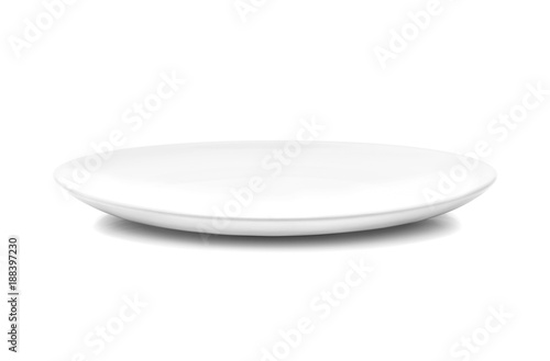 white dish or ceramic plate isolated on white background