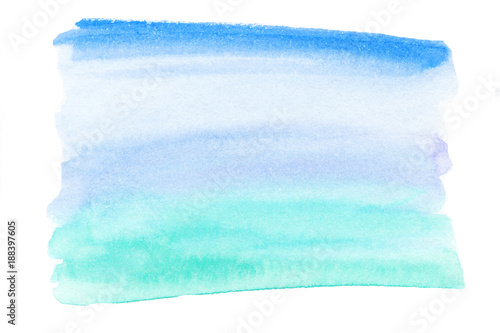 Blue watercolor background as texture or background. Teal or turquoise Watercolour spot.