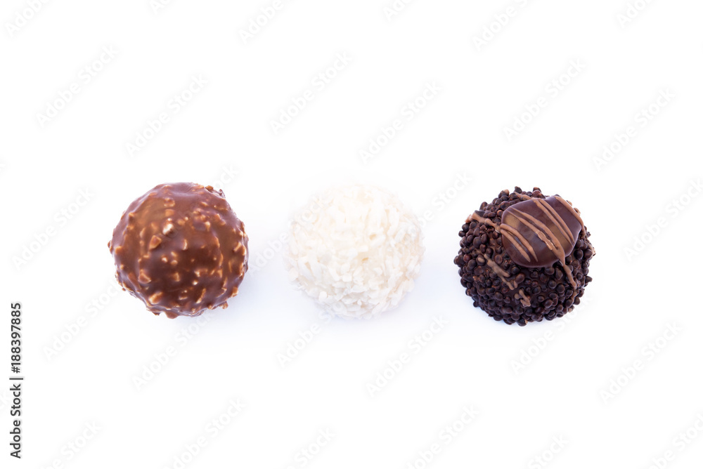 Chocolate ball confection candy isolated on white background Chocolate ball confection candy isolated on white background