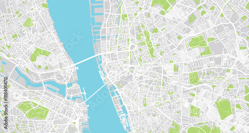 Urban vector city map of Liverpool, England
