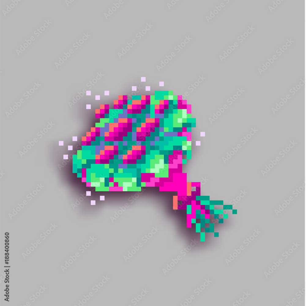 Pixel art bouquet of roses with shadow. Pixel art bouquet of roses with shadow.
