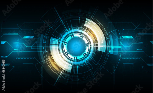 Vector tech circle with various technological.