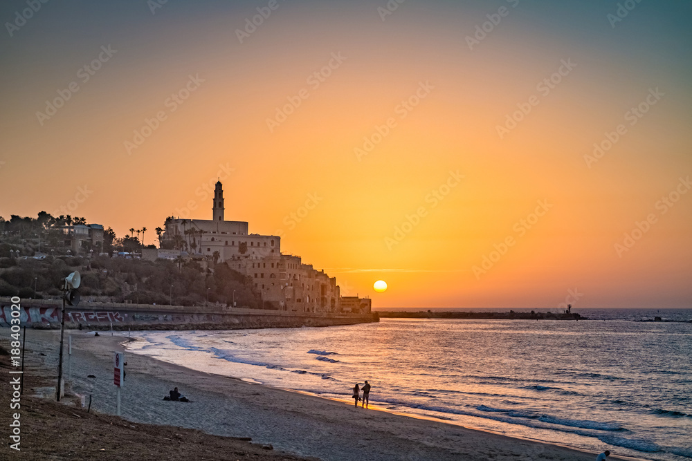 Old town of Jaffa on sunset.