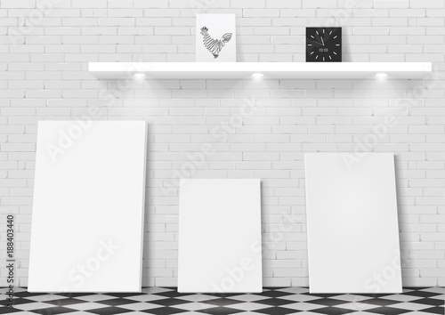 A set of modern vector paintings in the interior. The loft-style. Subframes with a blank canvas. Mocap for interior print