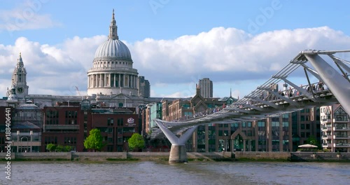 St. Paul'S Cathedral & Millennium Bridge; London Street Scenes; London, England