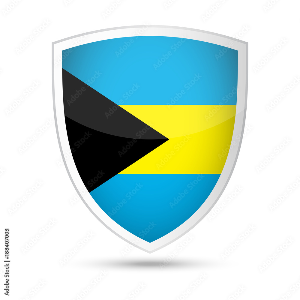 Bahamas Flag Vector Shield Icon Bahamas Flag Vector Shield Icon