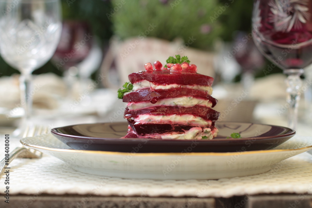 Layered beetroot with cream cheese Layered beetroot with cream cheese