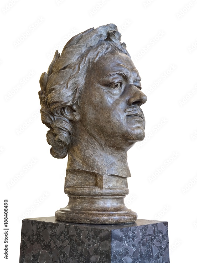 Portrait of the Russian Tsar Peter the Great. 18th century, gypsum, Falcone and Kalo, Russian Museum, St. Petersburg, Russia Portrait of the Russian Tsar Peter the Great. 18th century, gypsum, Falcone and Kalo, Russian Museum, St. Petersburg, Russia