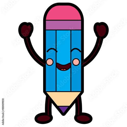 pencil happy   school supplies kawaii icon image vector illustration design 