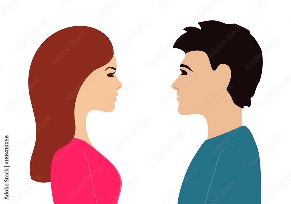 Man and woman opposite each other Man and woman opposite each other