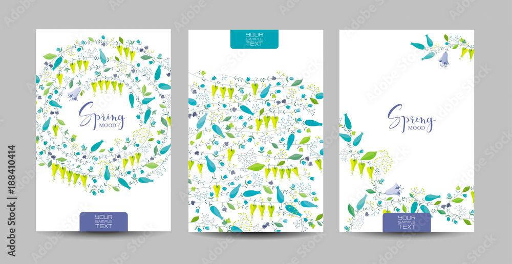Spring flowers and herbs vector background