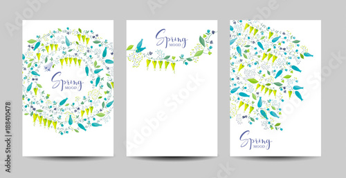 Wallpaper Mural Spring flowers and herbs vector background set Torontodigital.ca