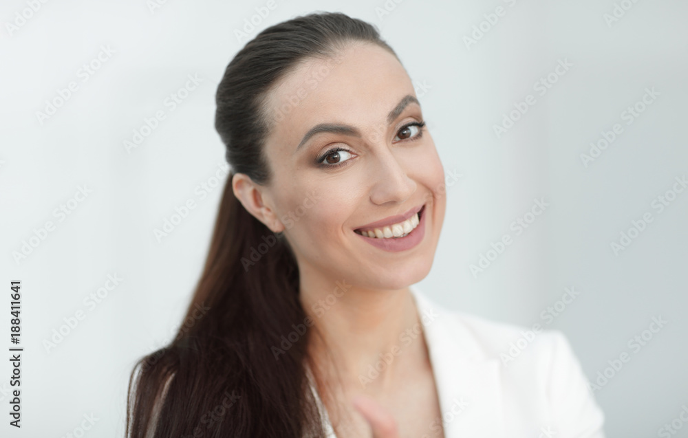 closeup portrait of a dreaming business woman closeup portrait of a dreaming business woman