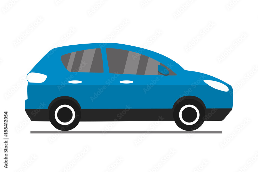 Blue cartoon car,isolated on white background Blue cartoon car,isolated on white background