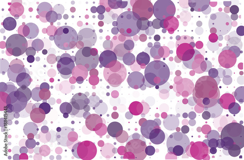 Violet, pink dotted background with circles, dots, point different size, scale. Halftone pattern. Vector illustration