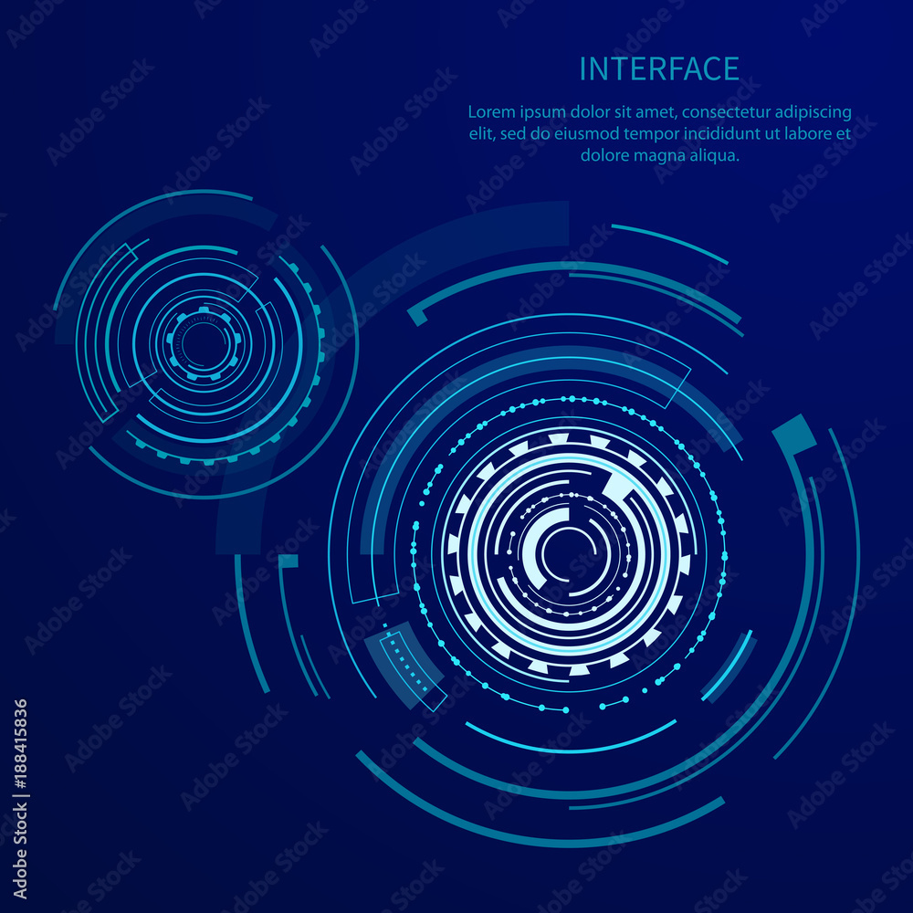 Fototapeta premium Futuristic Interface With Many Geometric Shapes