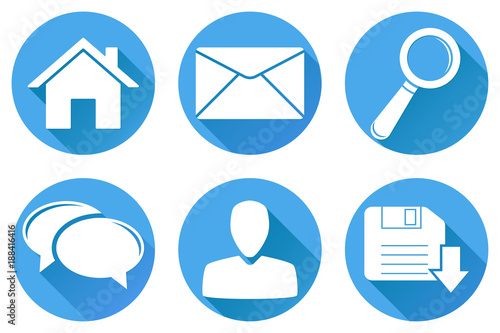 Wallpaper Mural Set of main round blue internet icons Torontodigital.ca