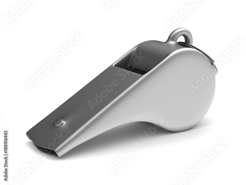 Metal whistle on white background. Isolated 3D illustration © Sergey Ilin