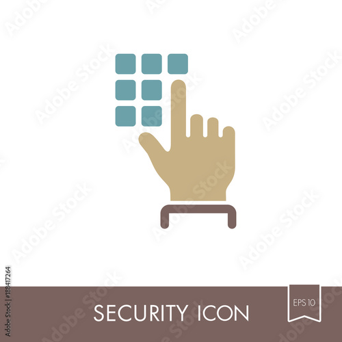 Hand finger entering pin code solid icon