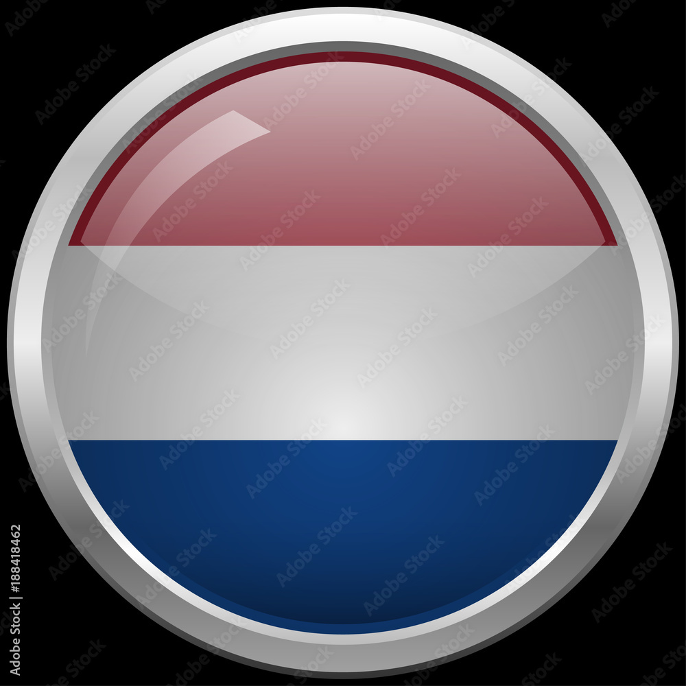 Dutch flag glass button vector illustration Dutch flag glass button vector illustration